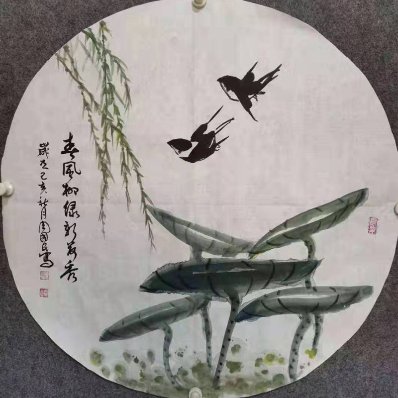 《春风柳绿新荷秀》68x68